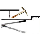 Slate roofing tools including slate cutters, slate hammers, slate rippers, slaters stakes, roof hooks, and tool sets.